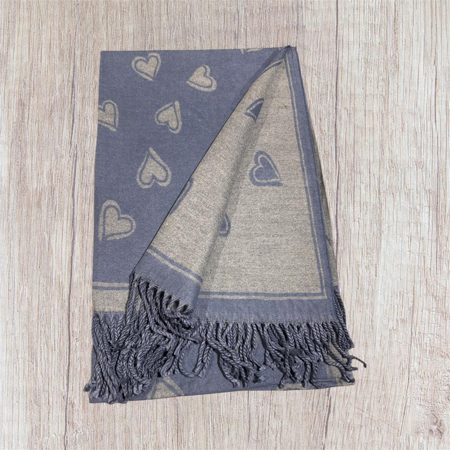 Love Heart Winter Wrap Pashmina Blue