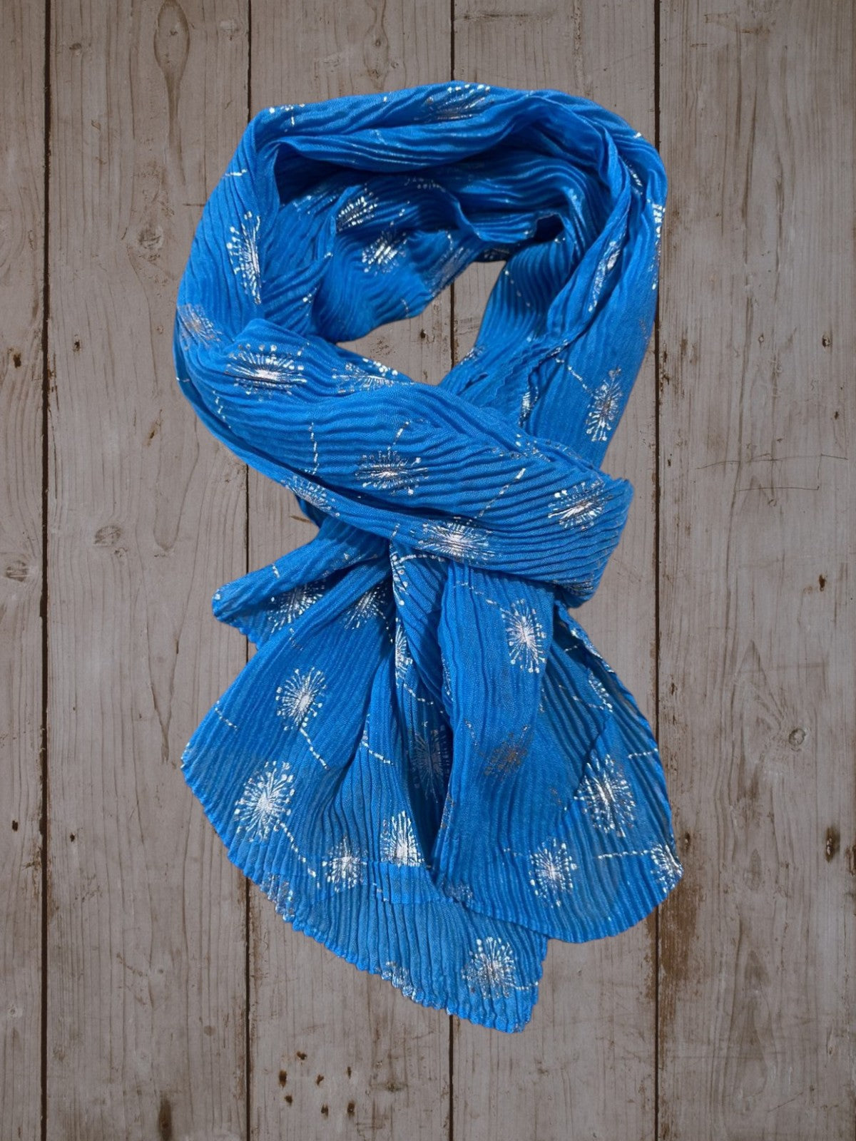 Pleated Glitter Dandelion aqua blue