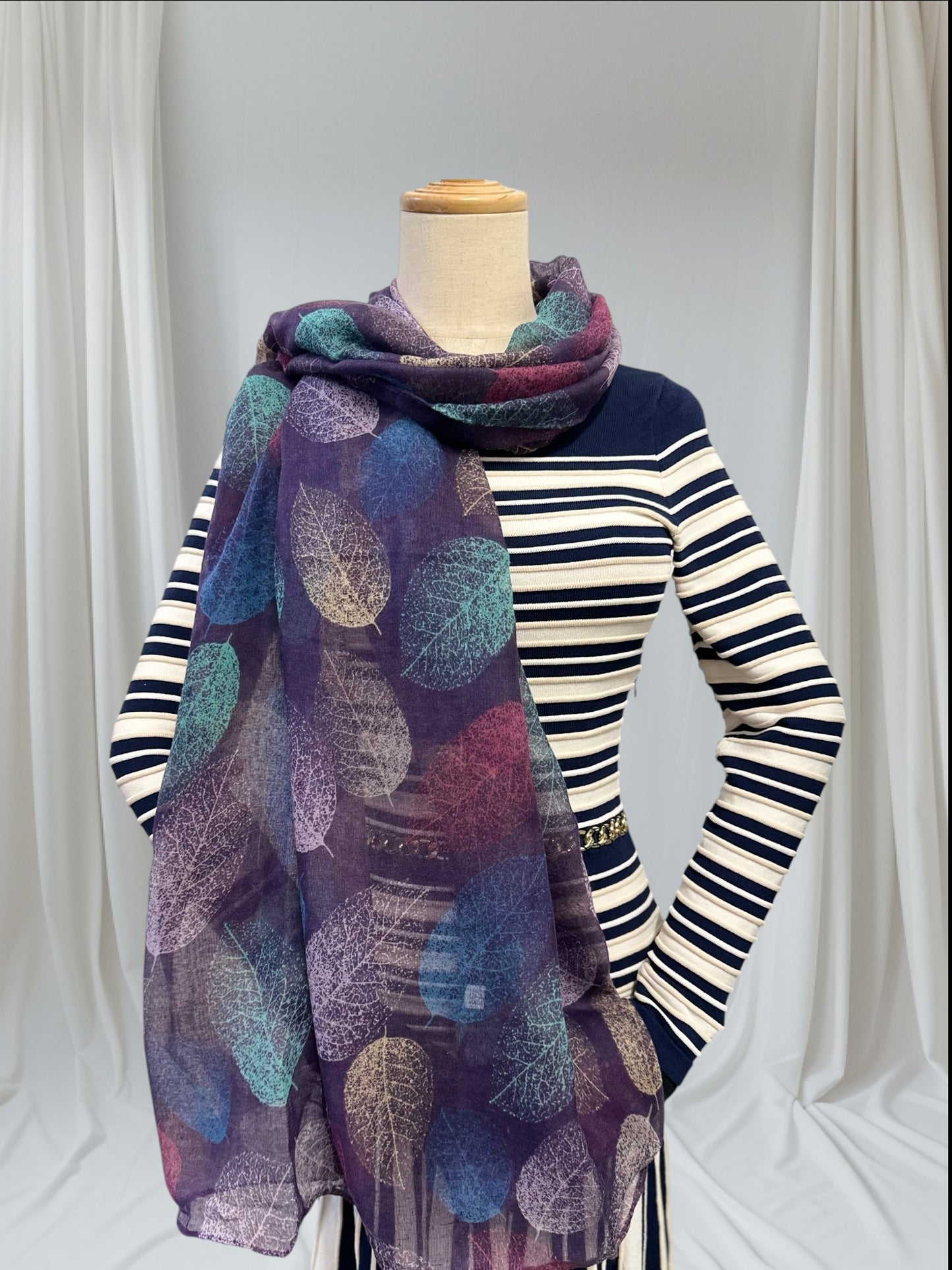 Colour Tree Leaves Leaf Print Scarf