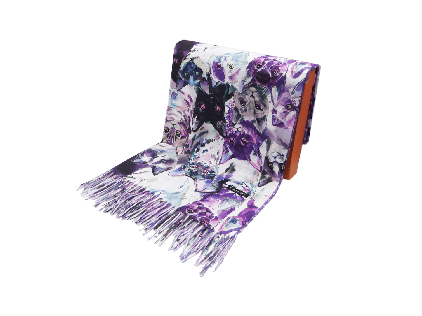 Cat Print Wrap Pashmina Cashmere Feel Scarf