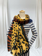 Leopard Print & Striped Bordered Scarf