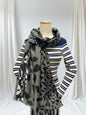 Leopard Print & Striped Bordered Scarf