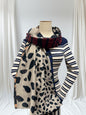 Leopard Print & Striped Bordered Scarf