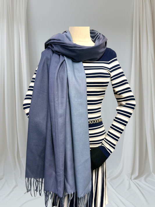 Two Tone Gradual Fade Cashmere Feel Pashmina