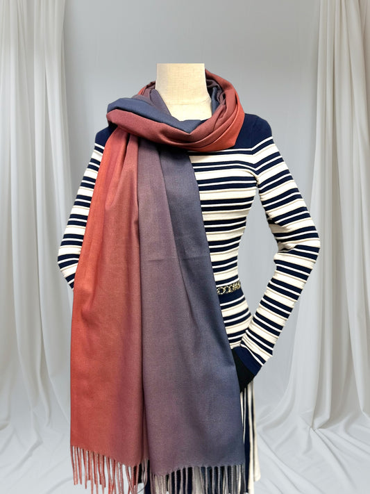 Two Tone Gradual Fade Cashmere Feel Pashmina