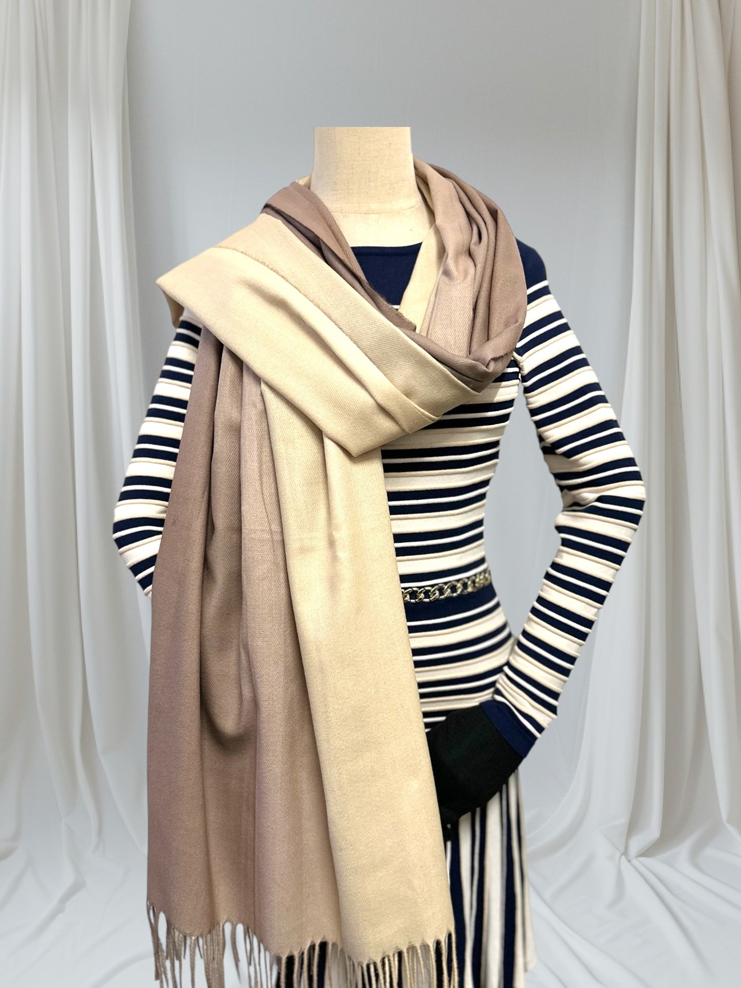 Two Tone Gradual Fade Cashmere Feel Pashmina