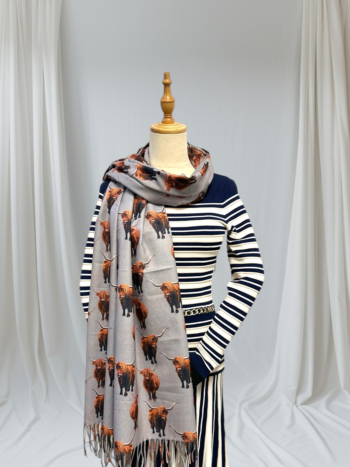 Highland Cow Cashmere Feel Scarf