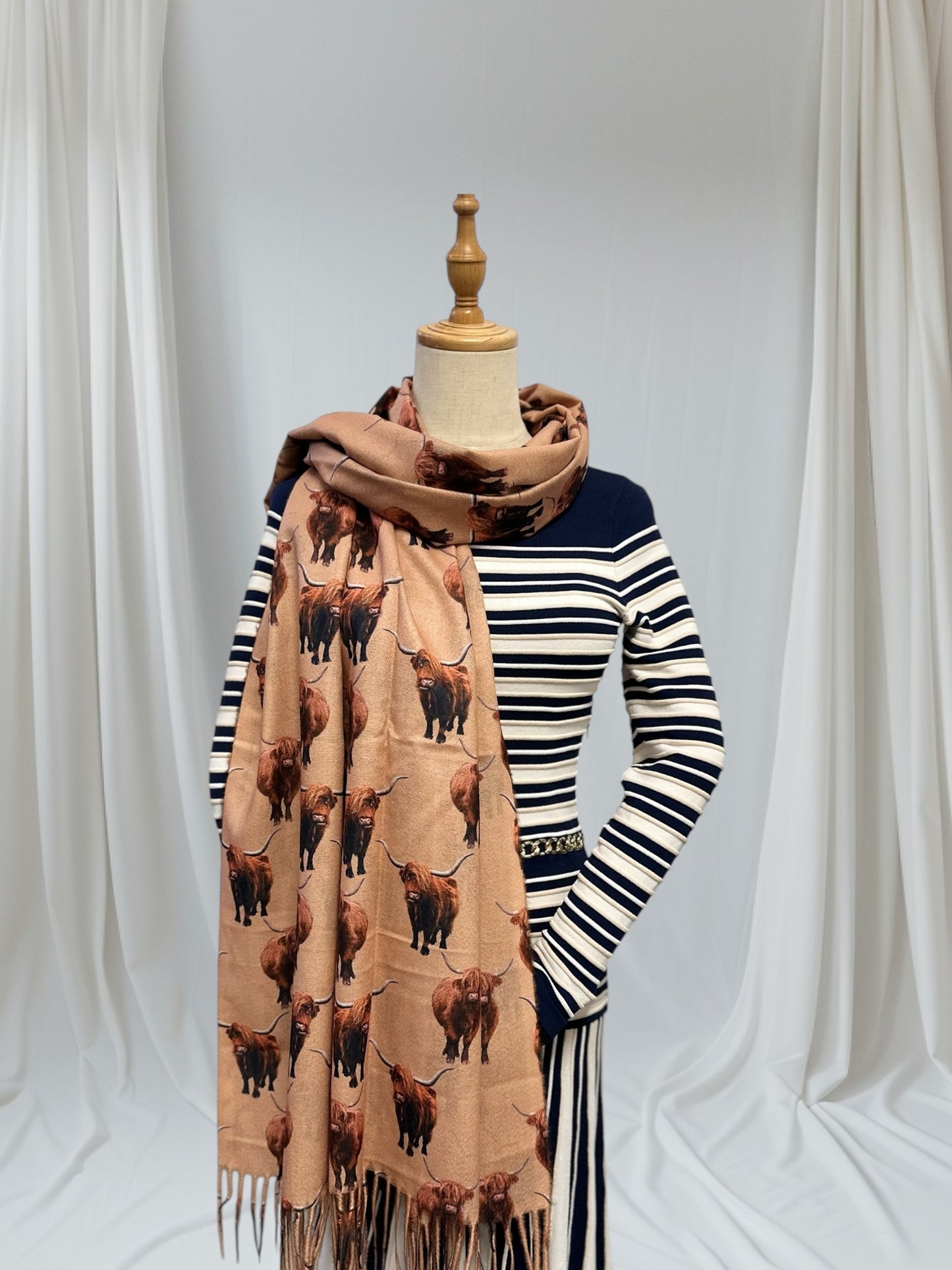 Highland Cow Cashmere Feel Scarf