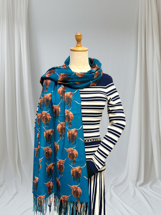 Highland Cow Cashmere Feel Scarf