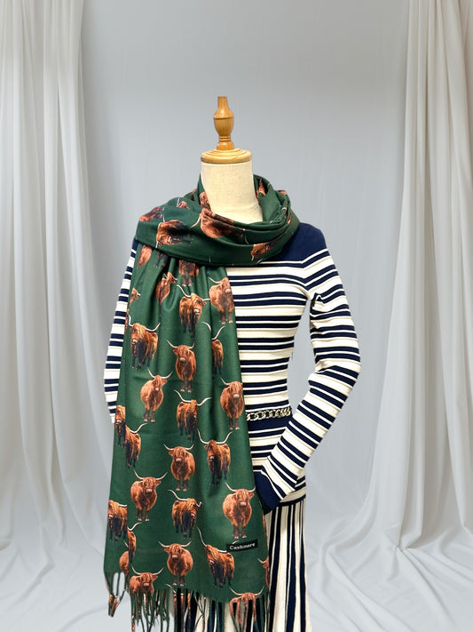 Highland Cow Cashmere Feel Scarf
