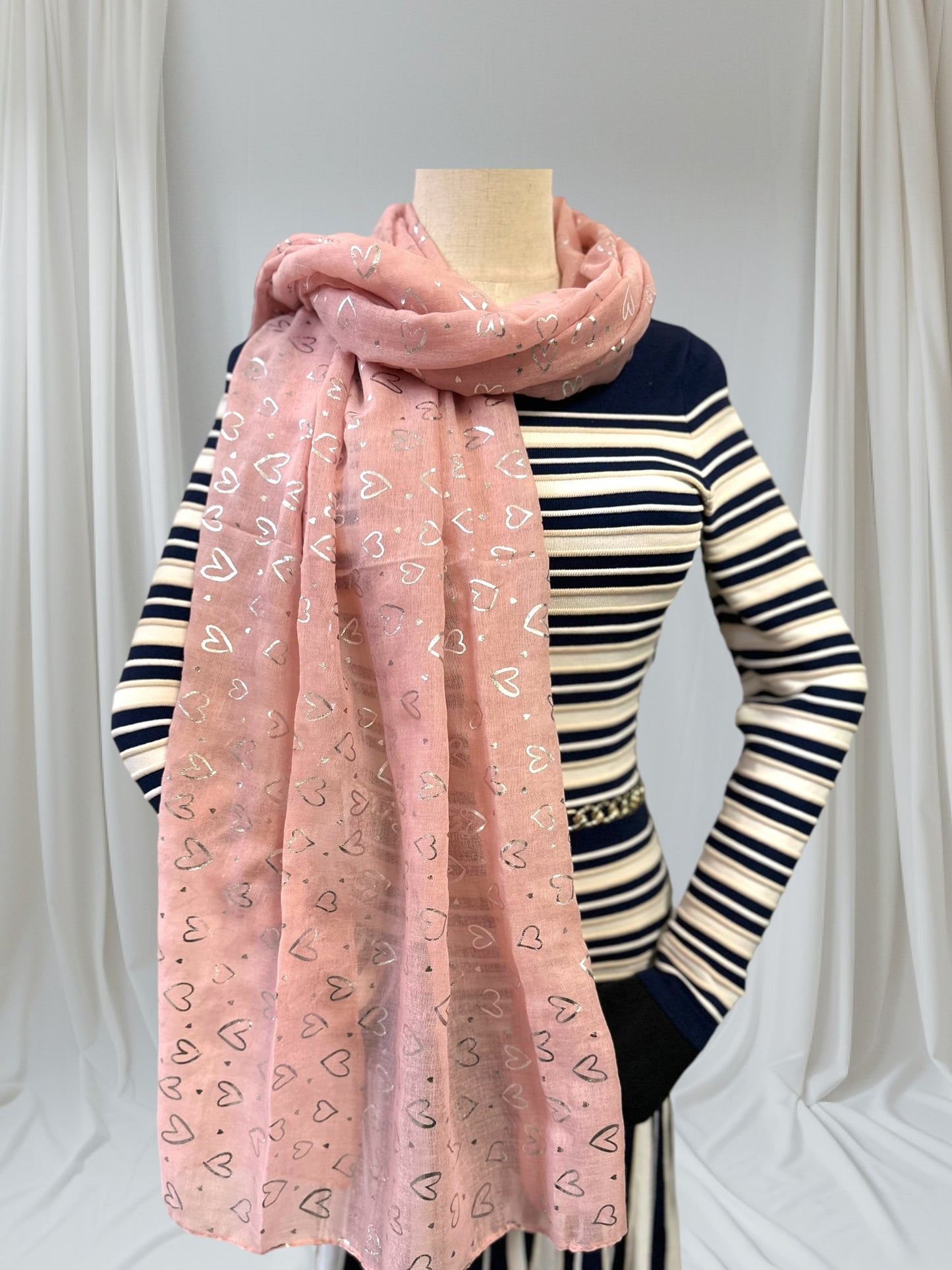 Glitter Foil Heart Print Scarf