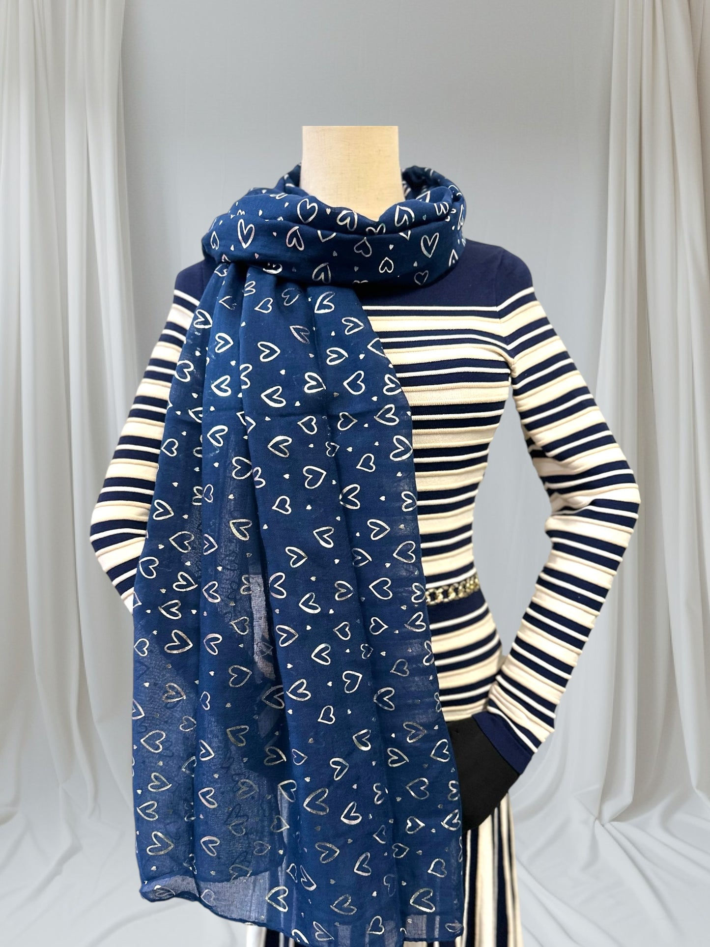 Glitter Foil Heart Print Scarf