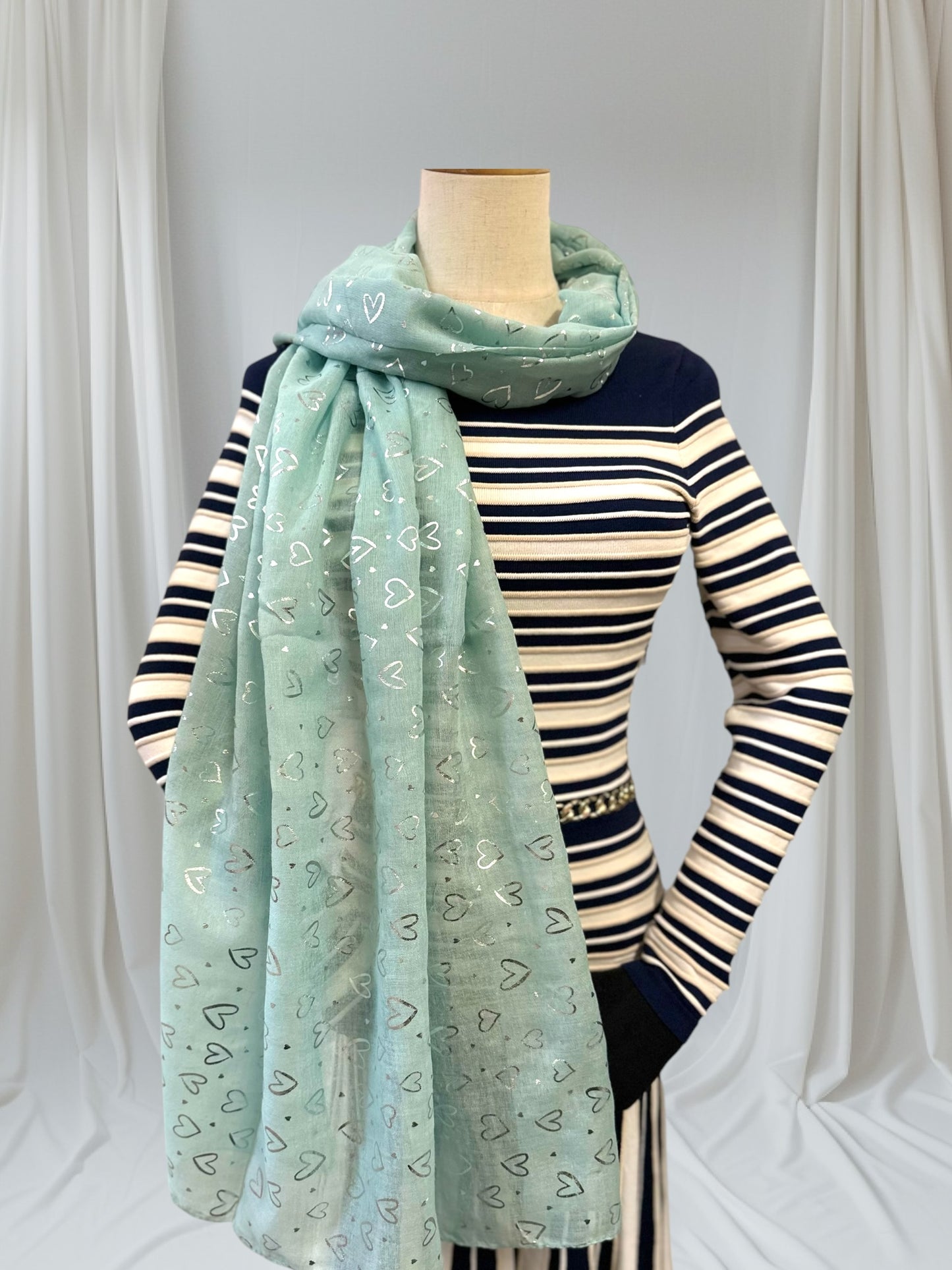 Glitter Foil Heart Print Scarf