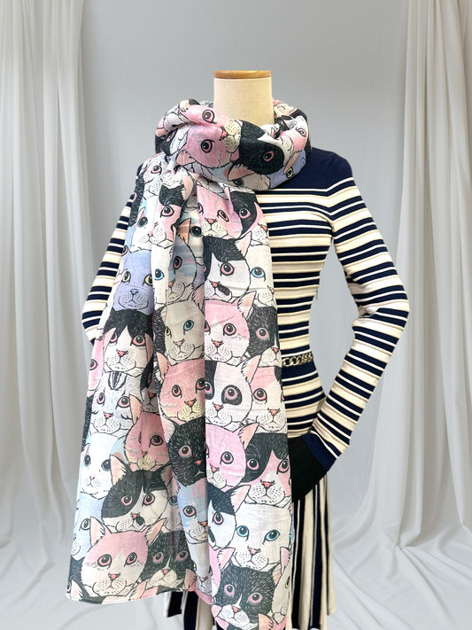 Cute Cat Print Scarf