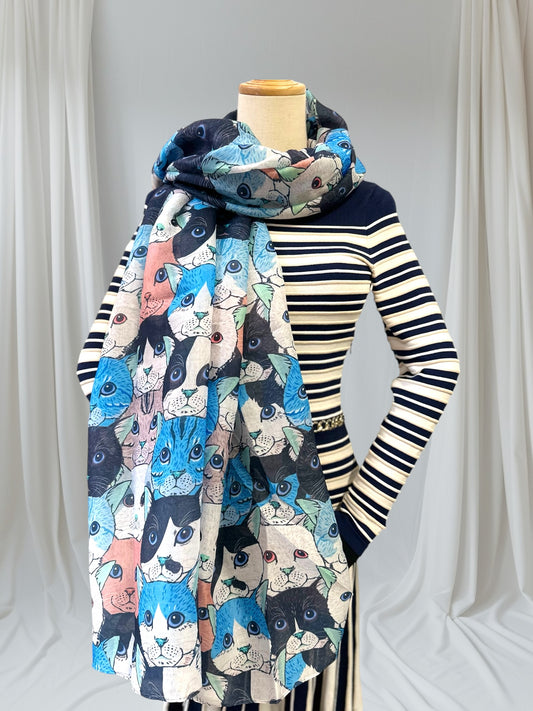 Cute Cat Print Scarf