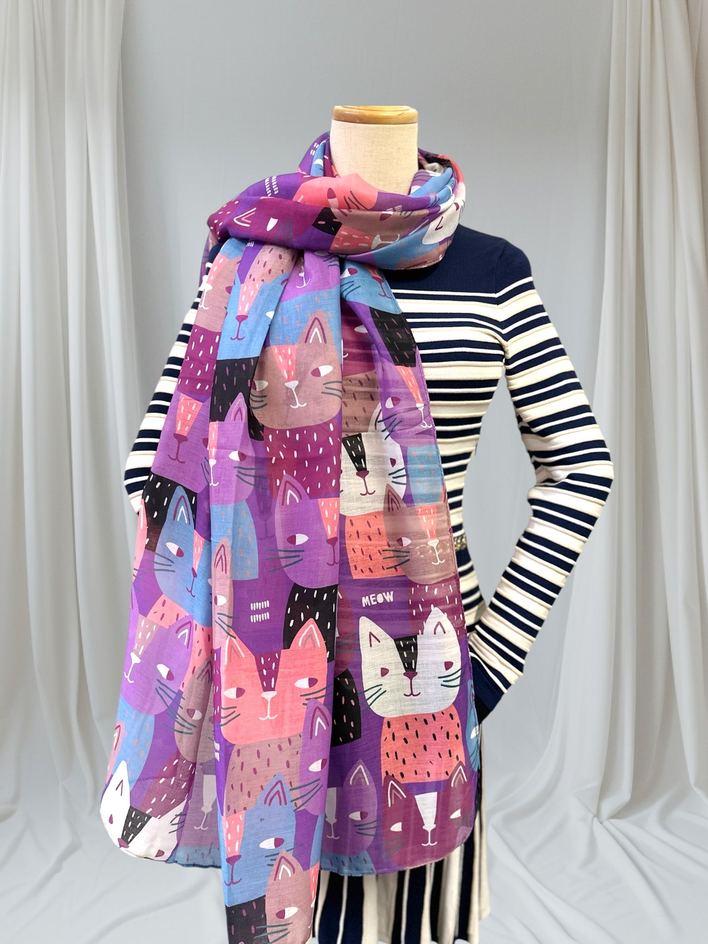 Cute Cat Print Scarf