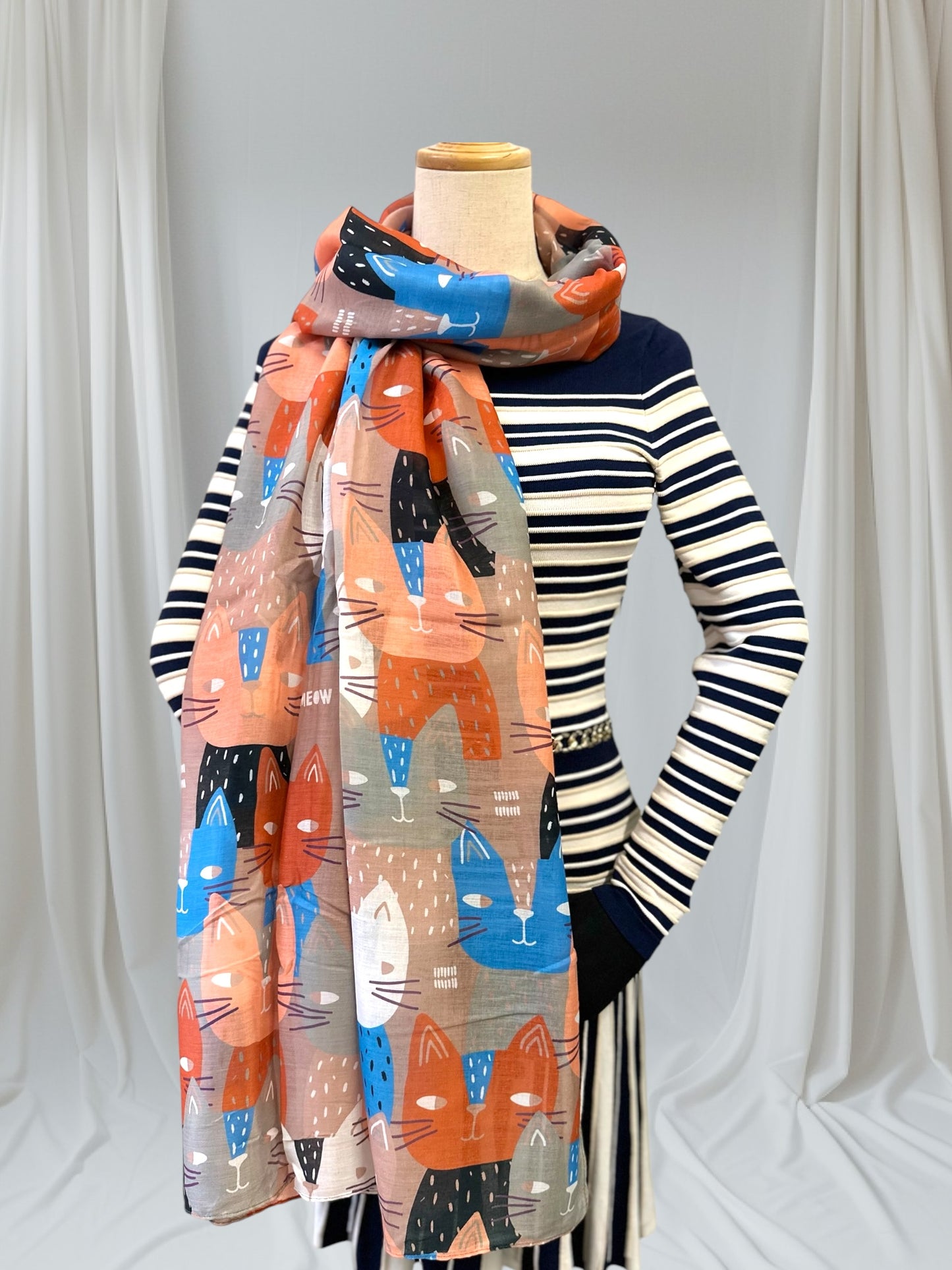 Cute Cat Print Scarf