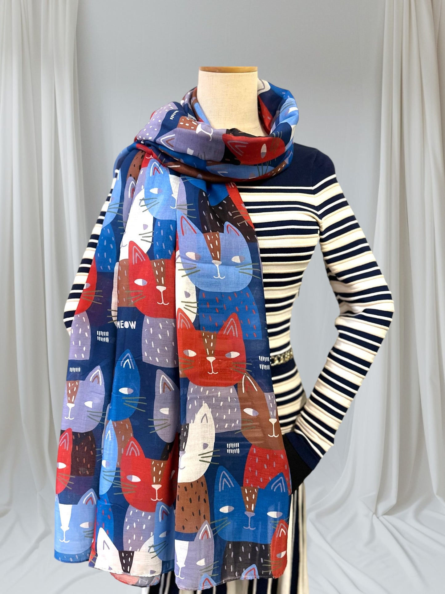 Cute Cat Print Scarf