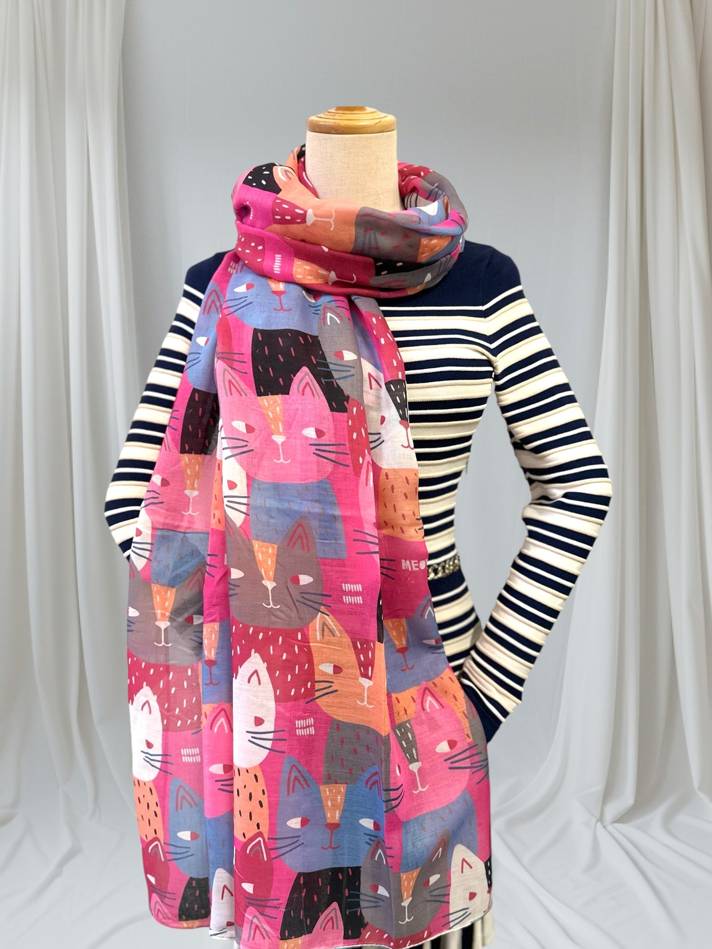 Cute Cat Print Scarf
