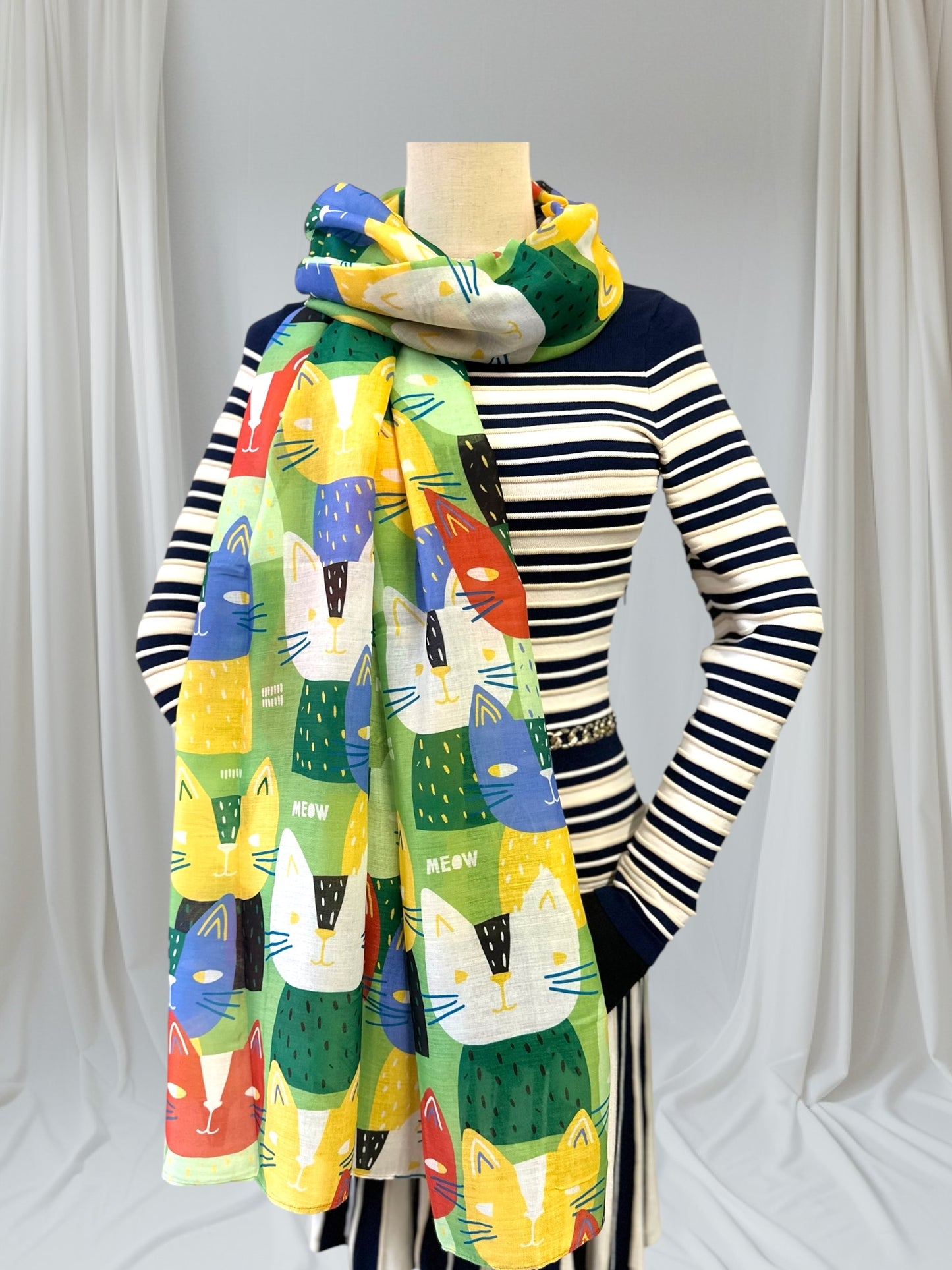 Cute Cat Print Scarf