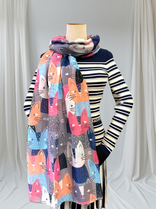 Cute Cat Print Scarf