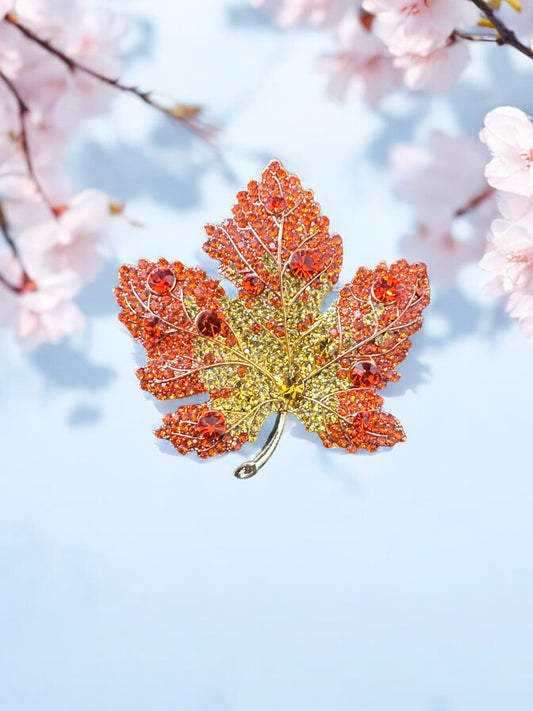 Jewelled Maple Leaf Brooches