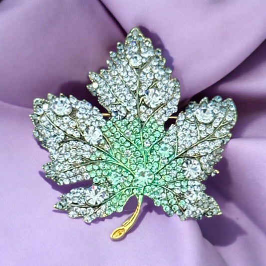 Jewelled Maple Leaf Brooches