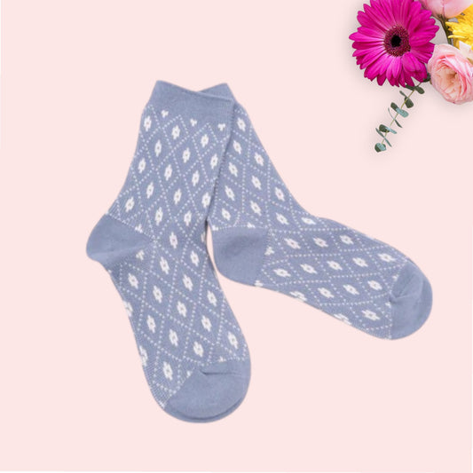 Blue Diamond Pattern  Seamless Socks