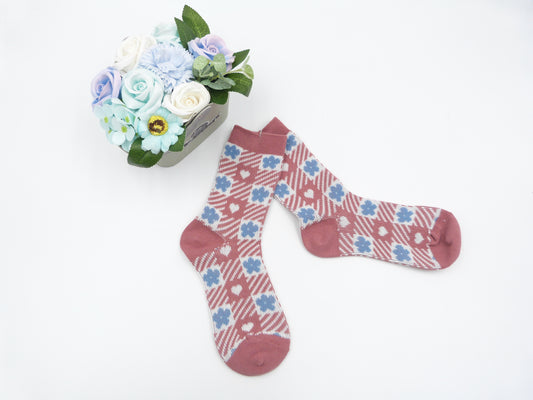 Hearts & Flowers Pattern Socks