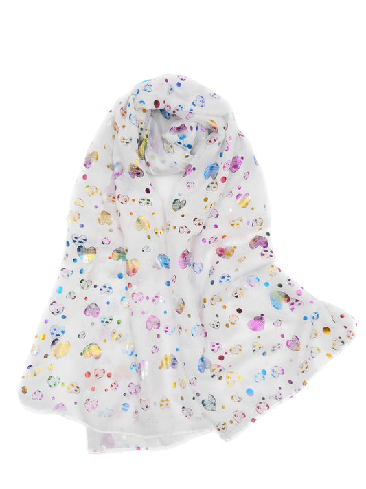Rainbow Glitter Hearts Scarf