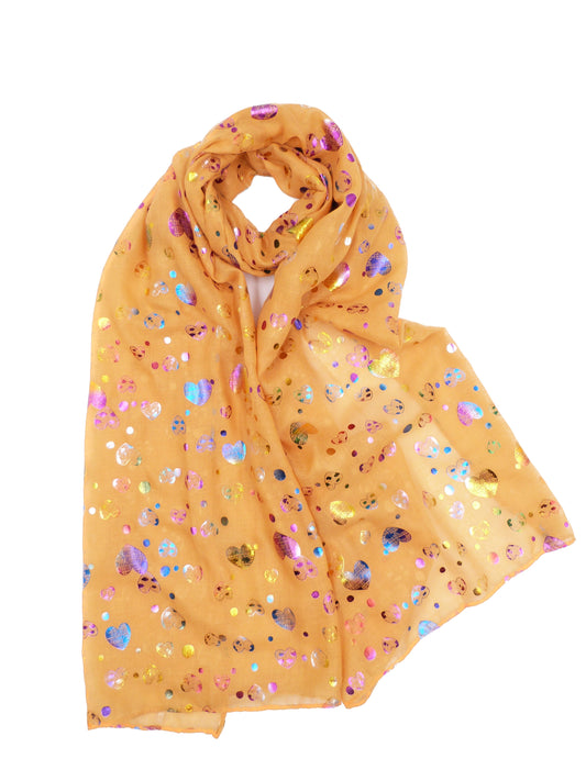 Rainbow Glitter Hearts Scarf