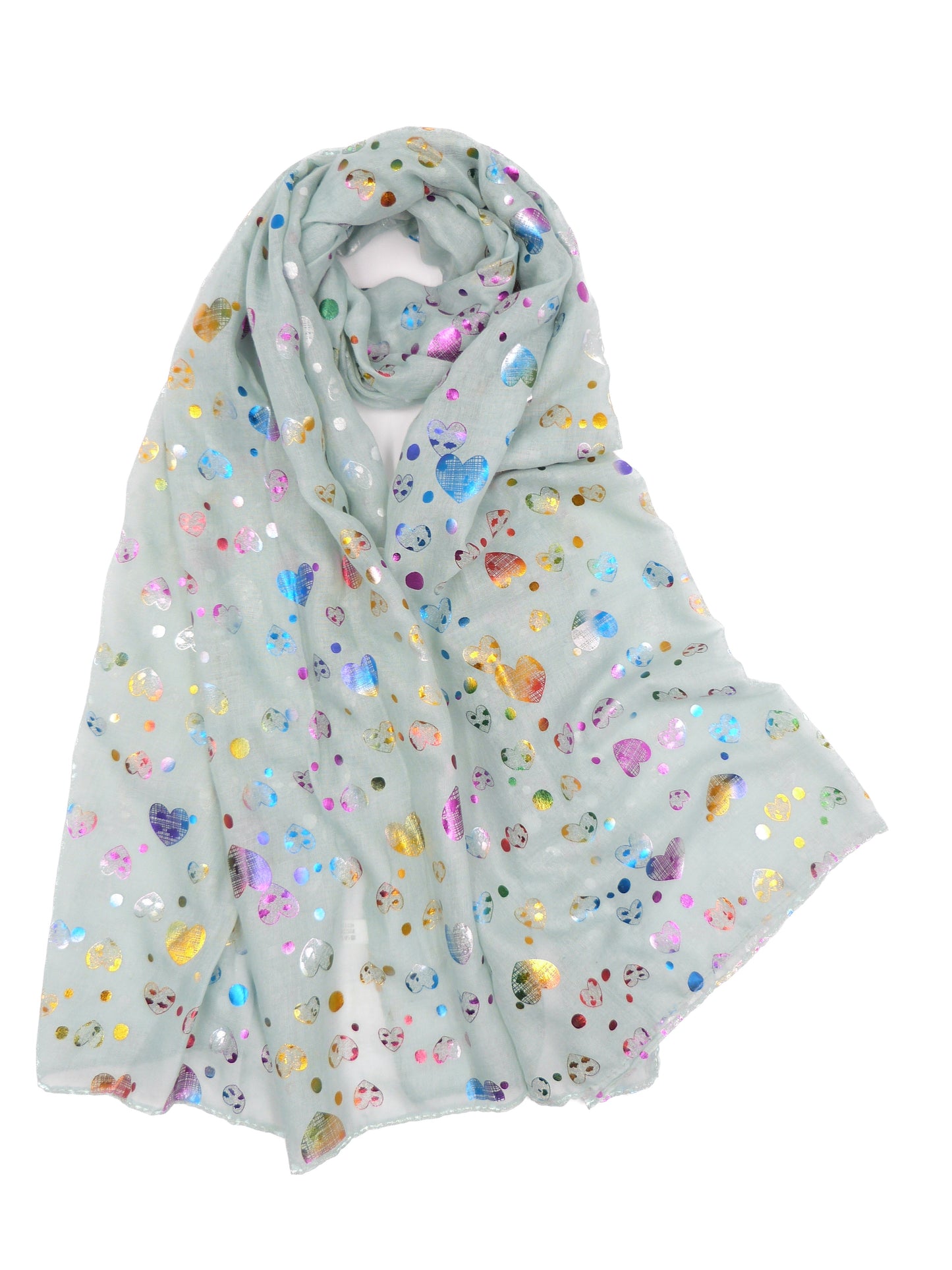 Rainbow Glitter Hearts Scarf