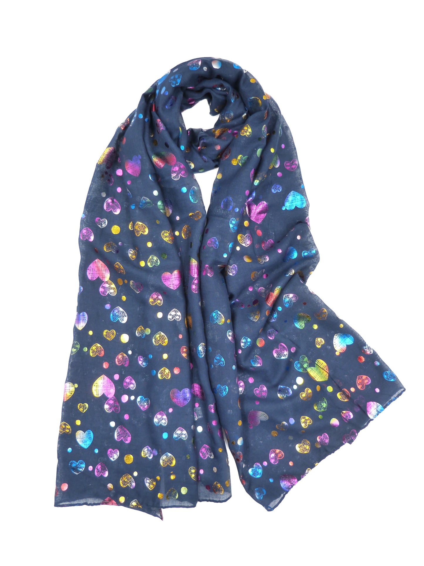 Rainbow Glitter Hearts Scarf