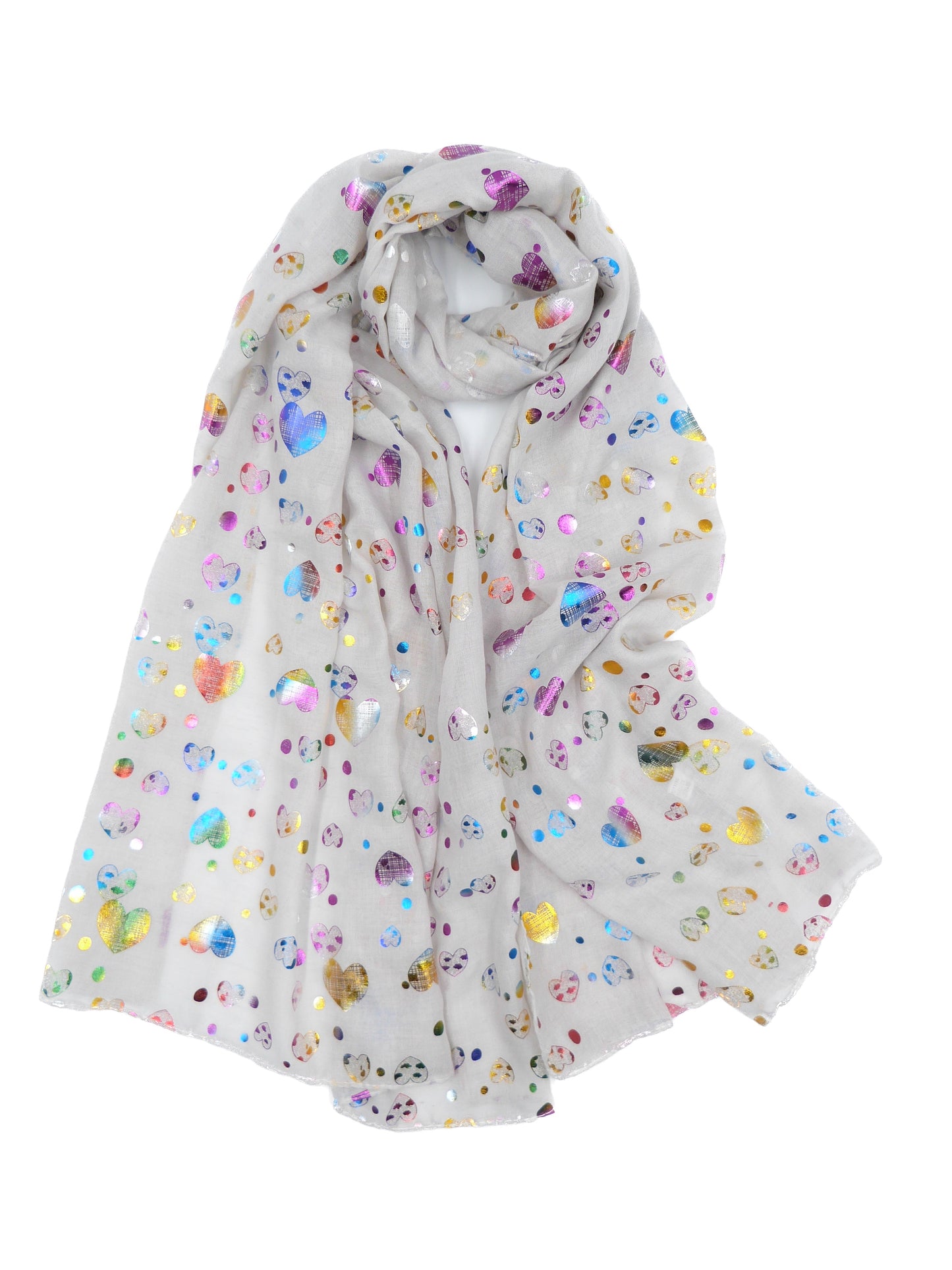 Rainbow Glitter Hearts Scarf