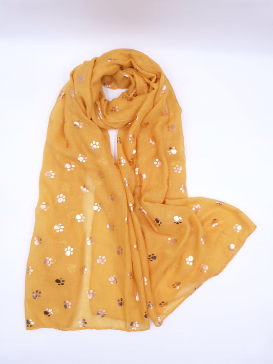 Glitter Rose Gold Paw Print Scarf