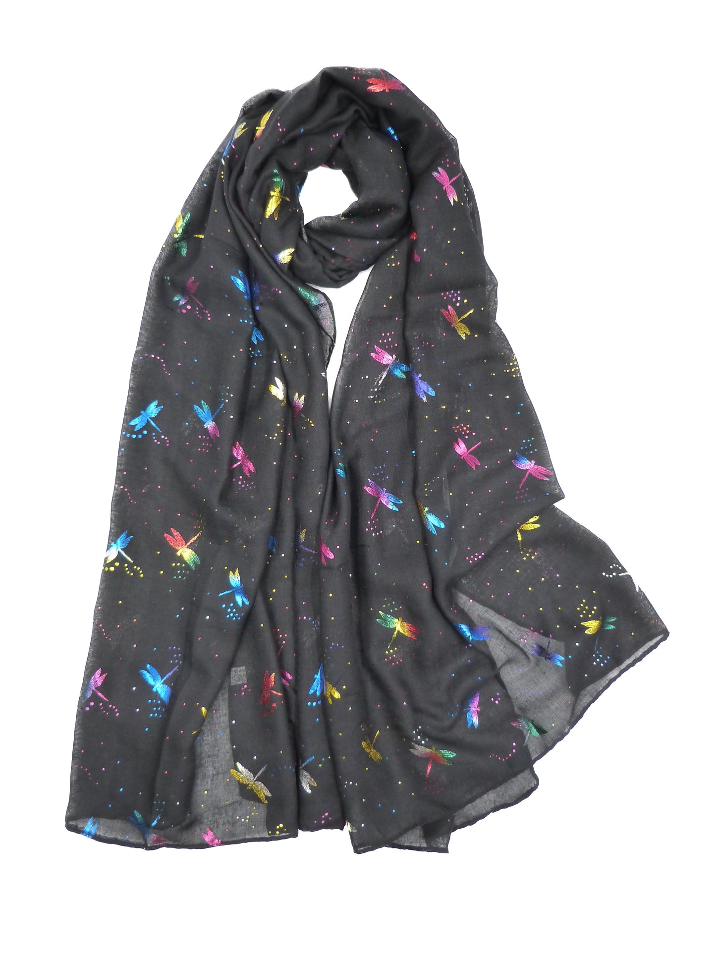 Rainbow Glitter Dragon Fly Scarf
