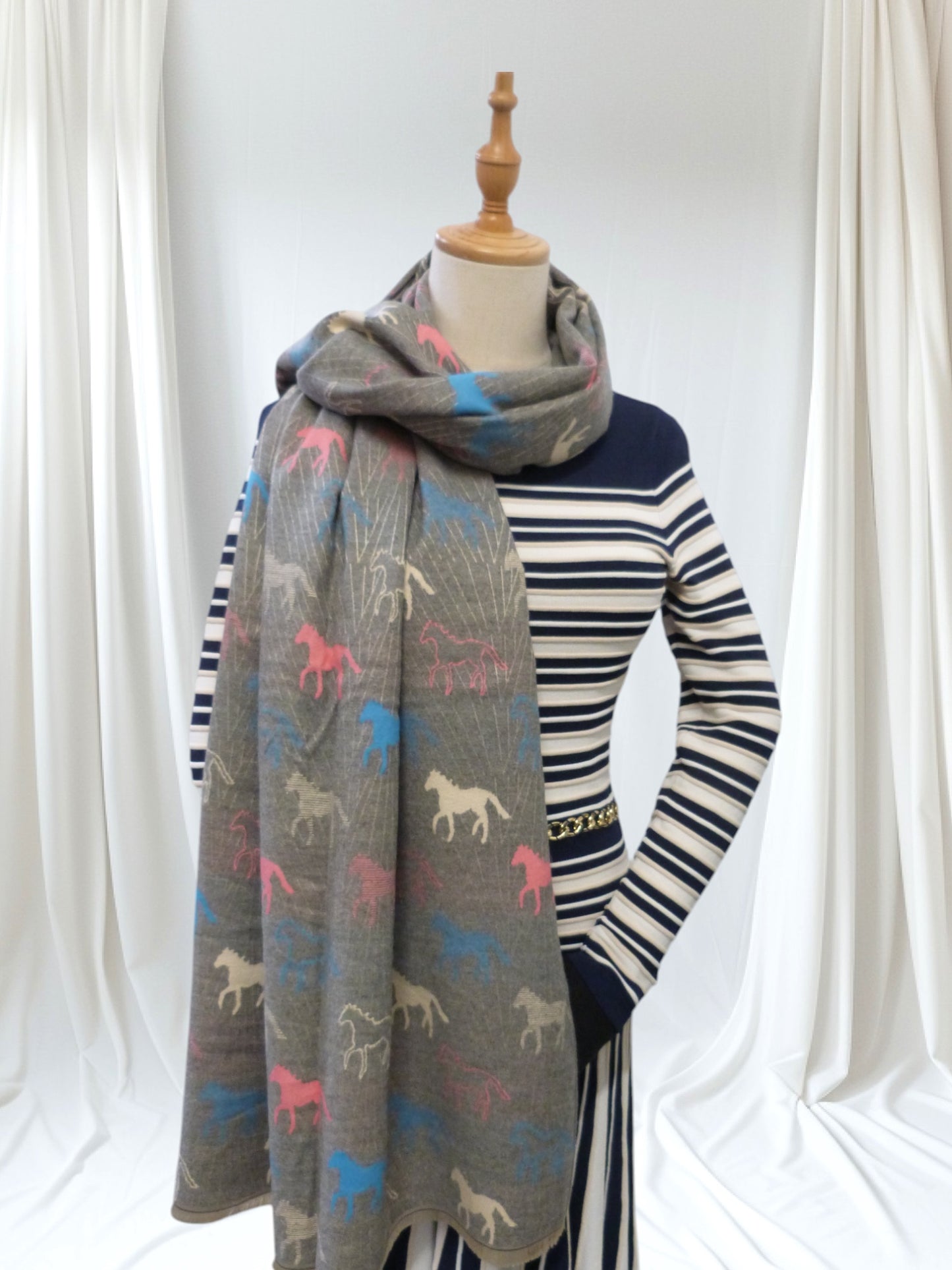 Horses  Printed Cashmere Feel Winter Wrap