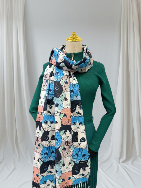 Cute Cat Wrap Pashmina Cashmere Feel