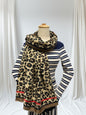 Leopard Print Bordered Scarf