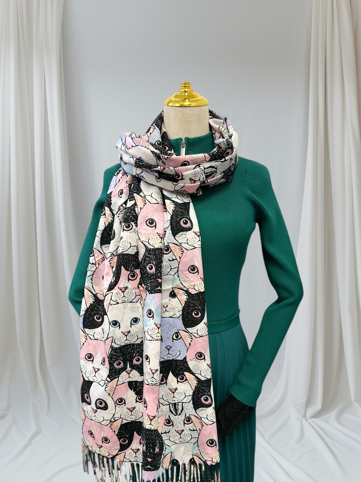 Cute Cat Wrap Pashmina Cashmere Feel