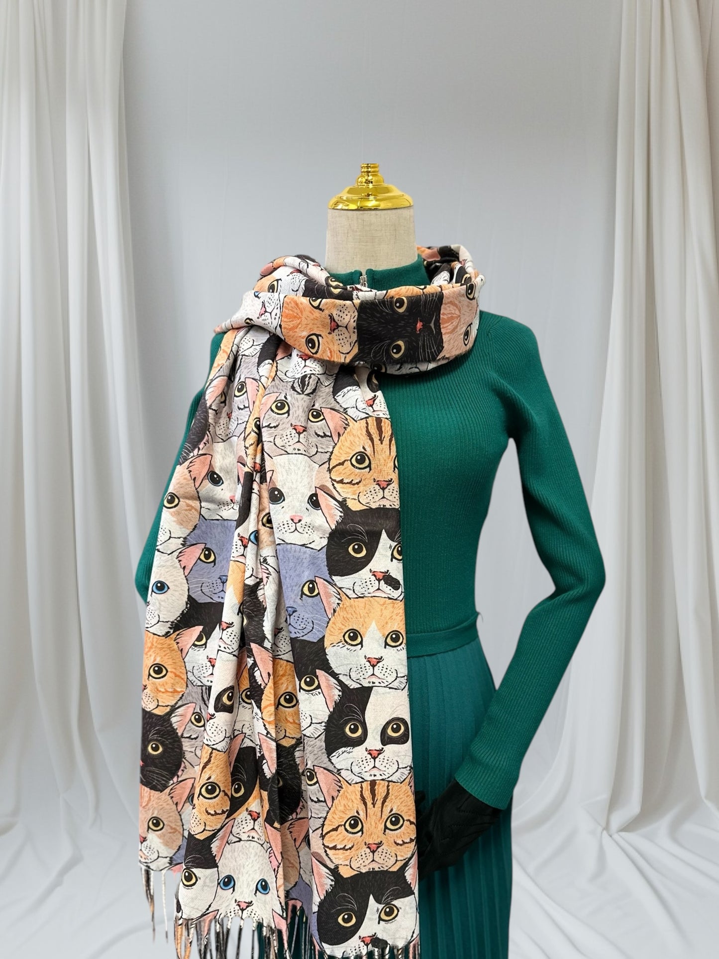 Cute Cat Wrap Pashmina Cashmere Feel