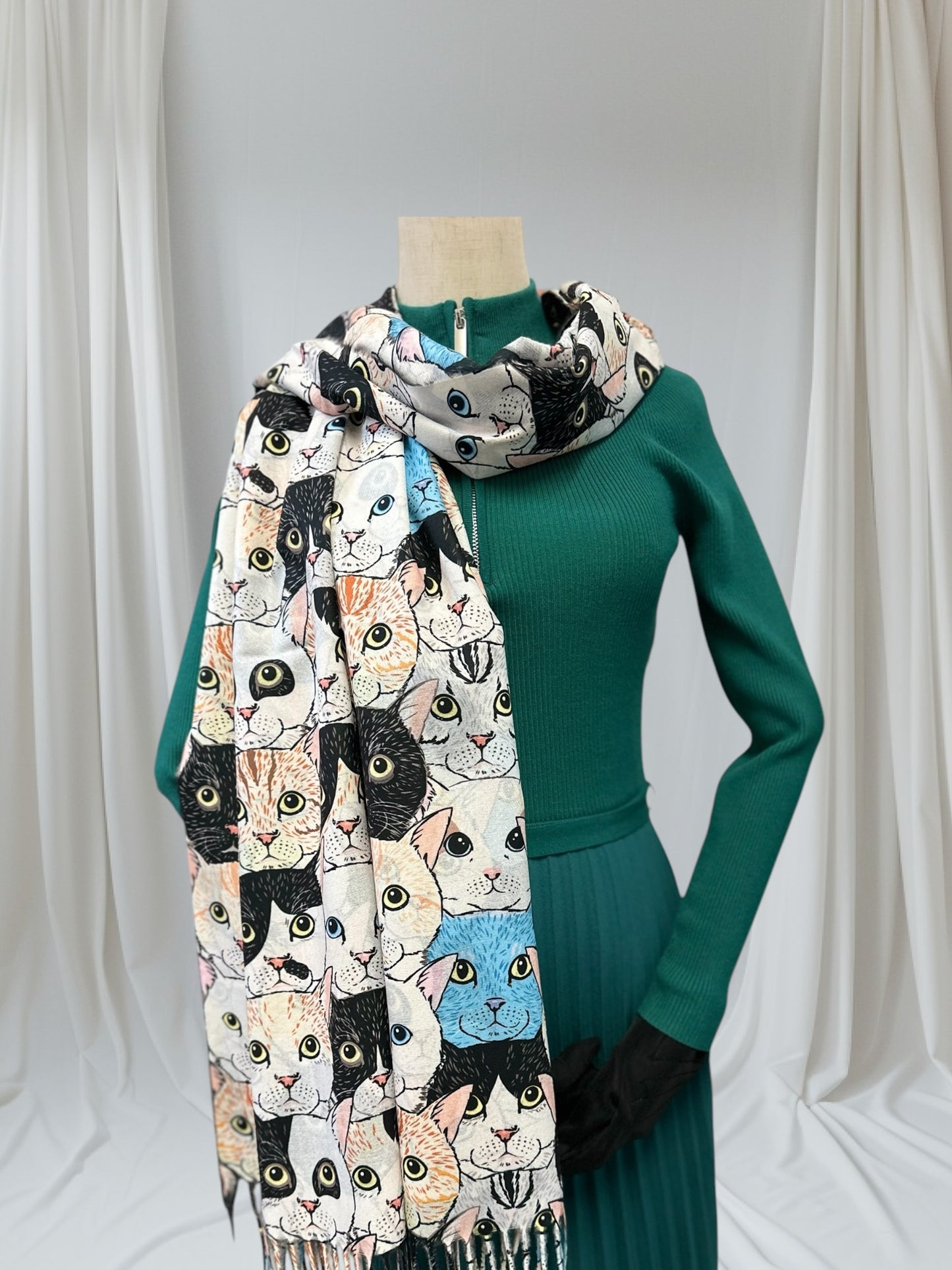 Cute Cat Wrap Pashmina Cashmere Feel