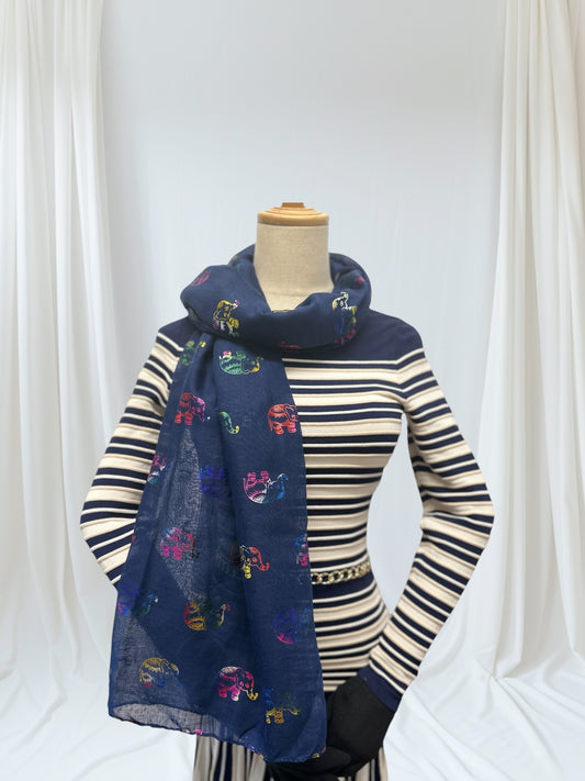 Rainbow Glitter Elephant Print Scarf