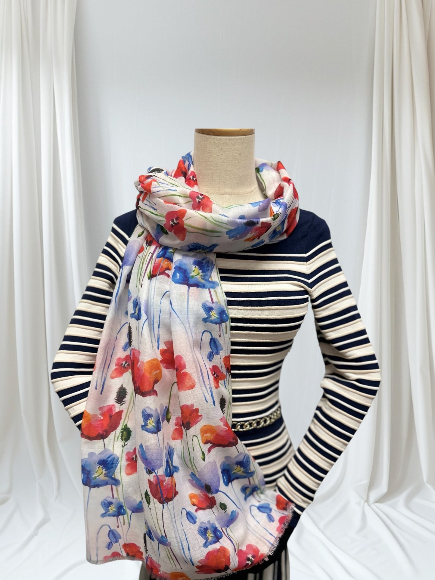 Poppy Flower Print Scarf