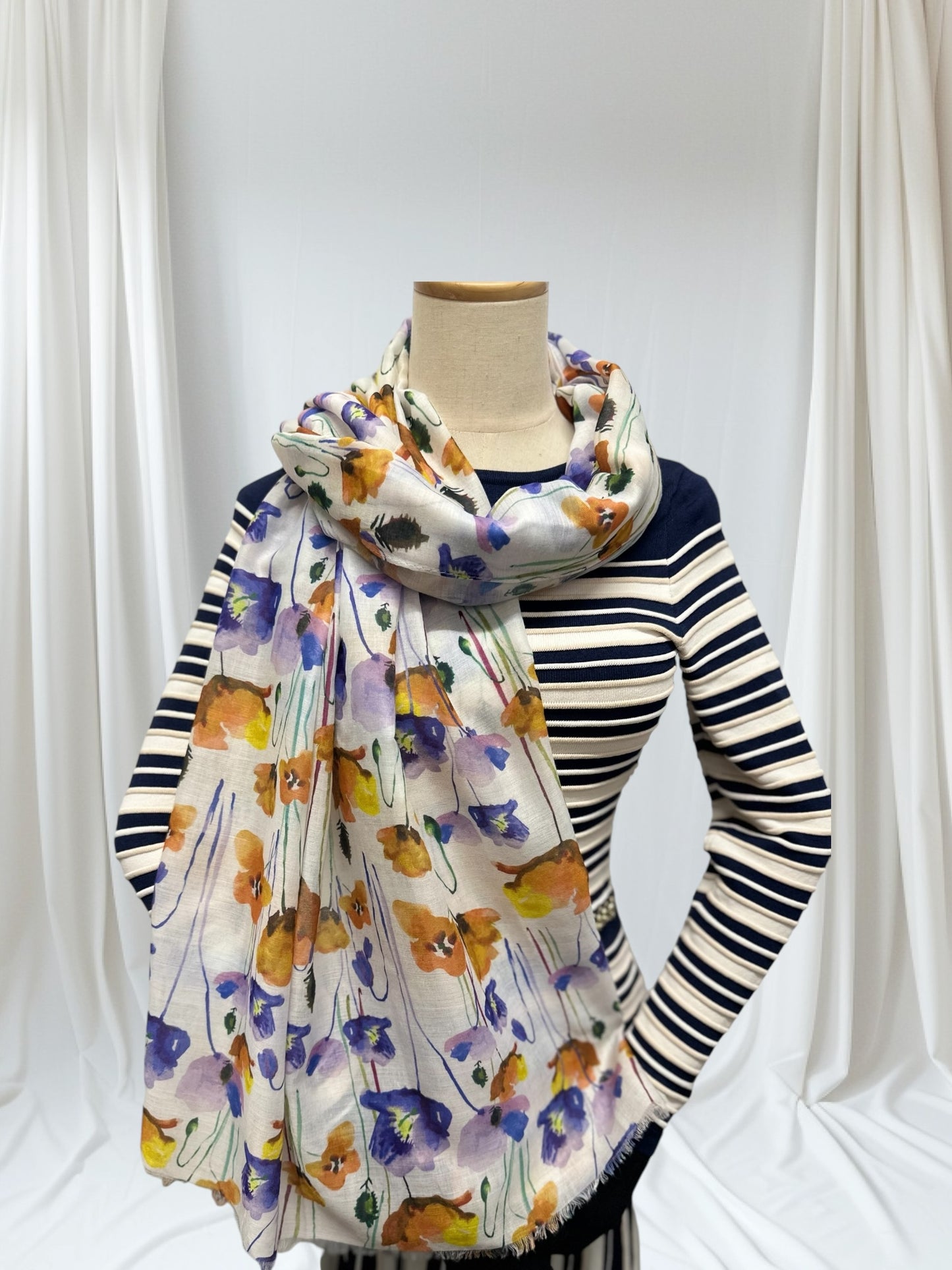 Poppy Flower Print Scarf