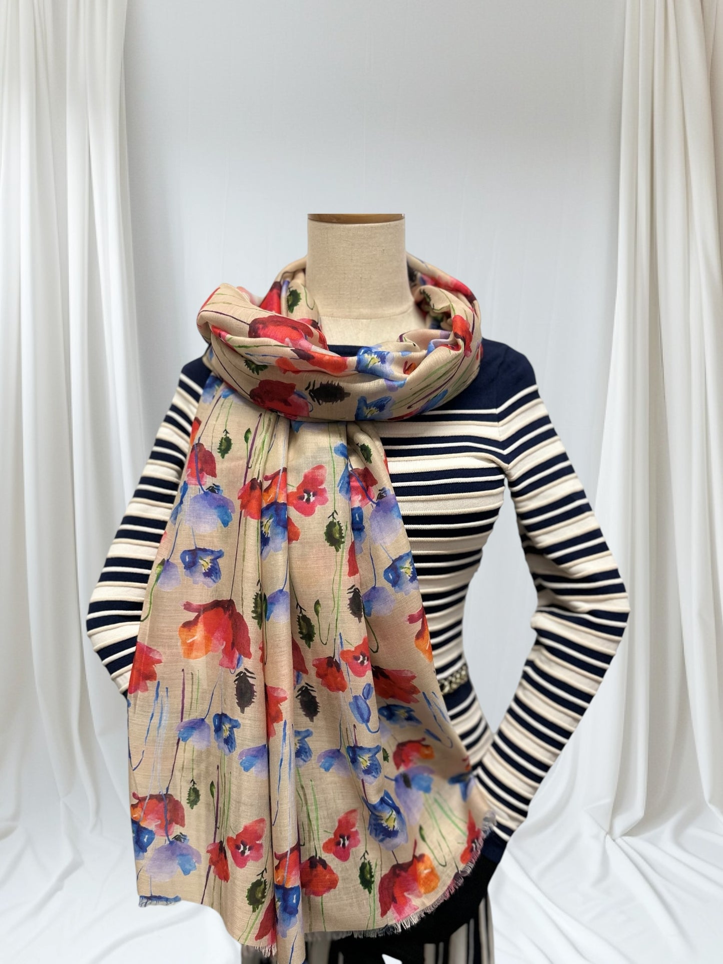 Poppy Flower Print Scarf