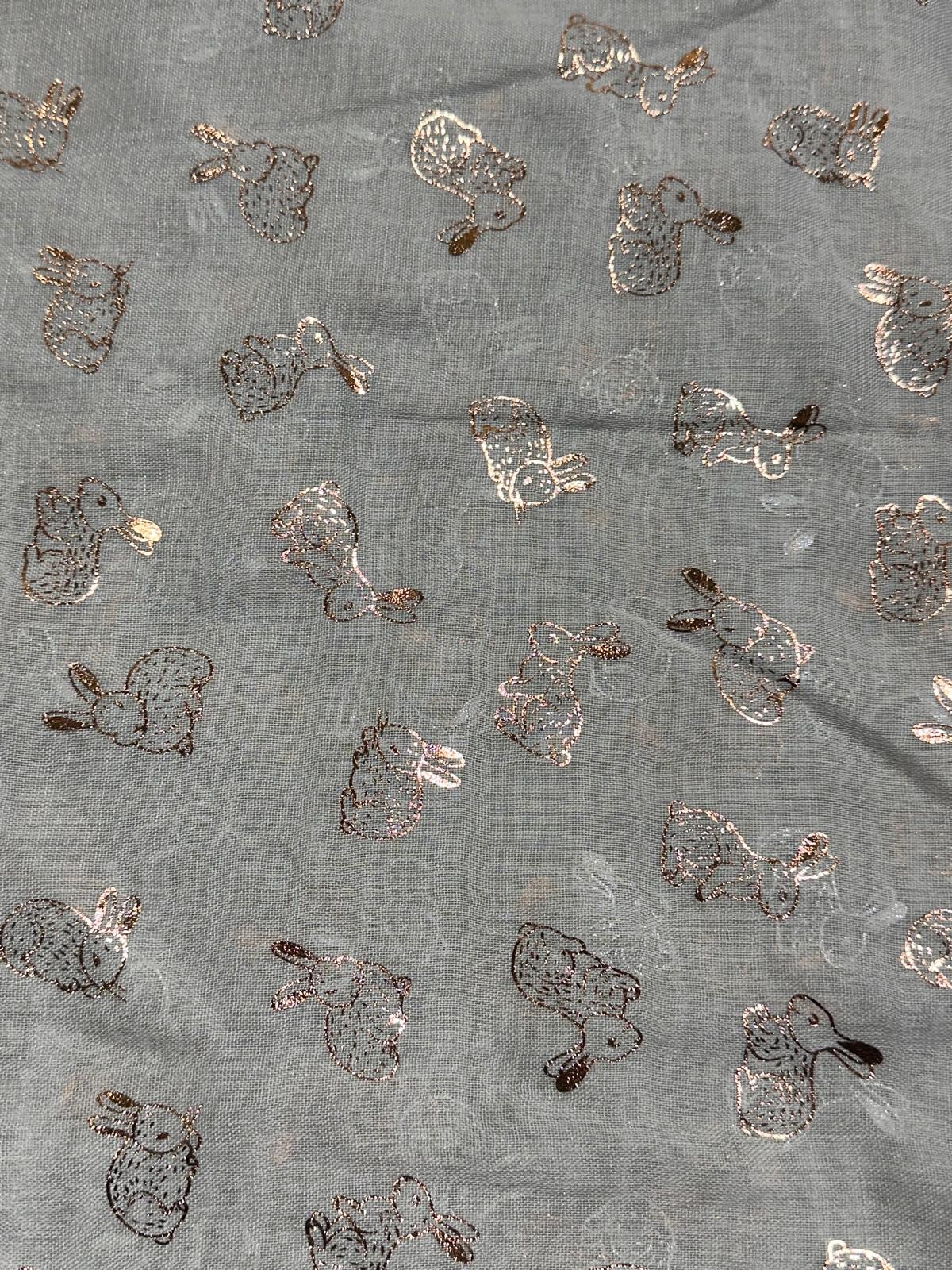Glitter Rosegold Bunny Rabbit Scarf Grey