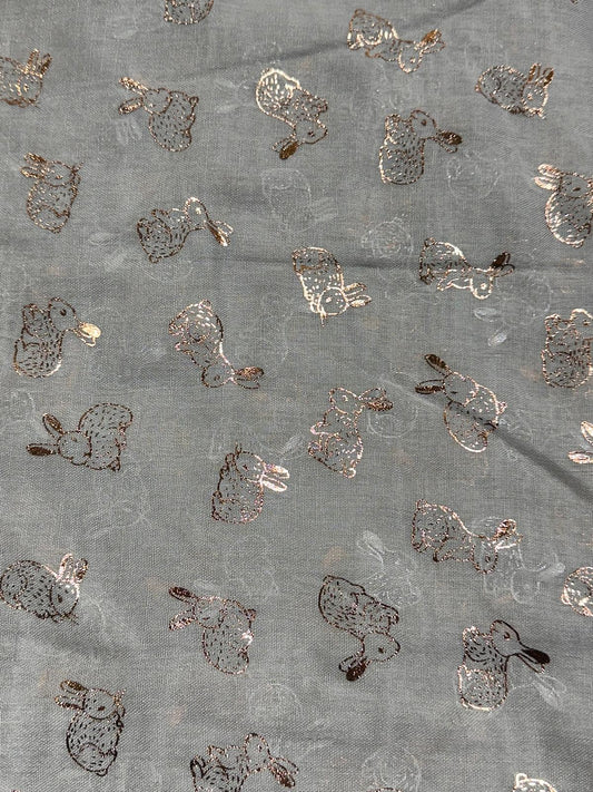 Glitter Rosegold Bunny Rabbit Scarf Grey