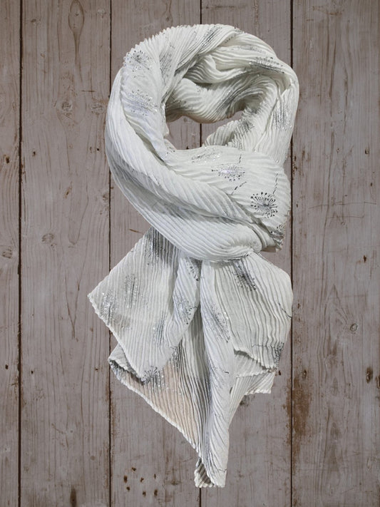 Pleated Glitter Dandelion  white