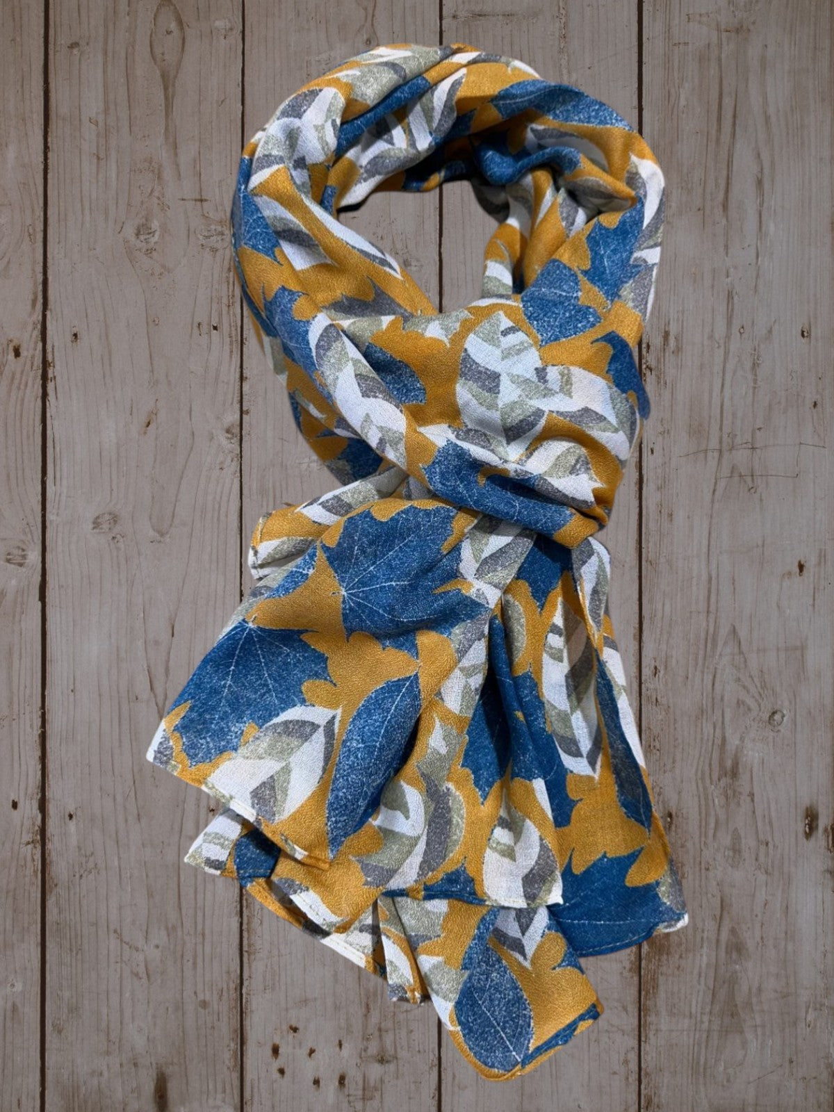 Winter maple Leaves Print Scarf mustard